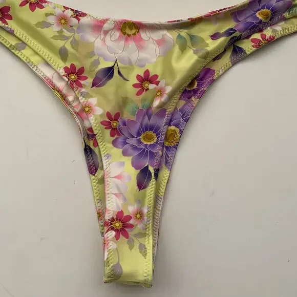 Sommer Swim VITORIA Flor du Sol Brazilian Bikini Bottoms Yellow Womens New Med - Picture 5 of 9